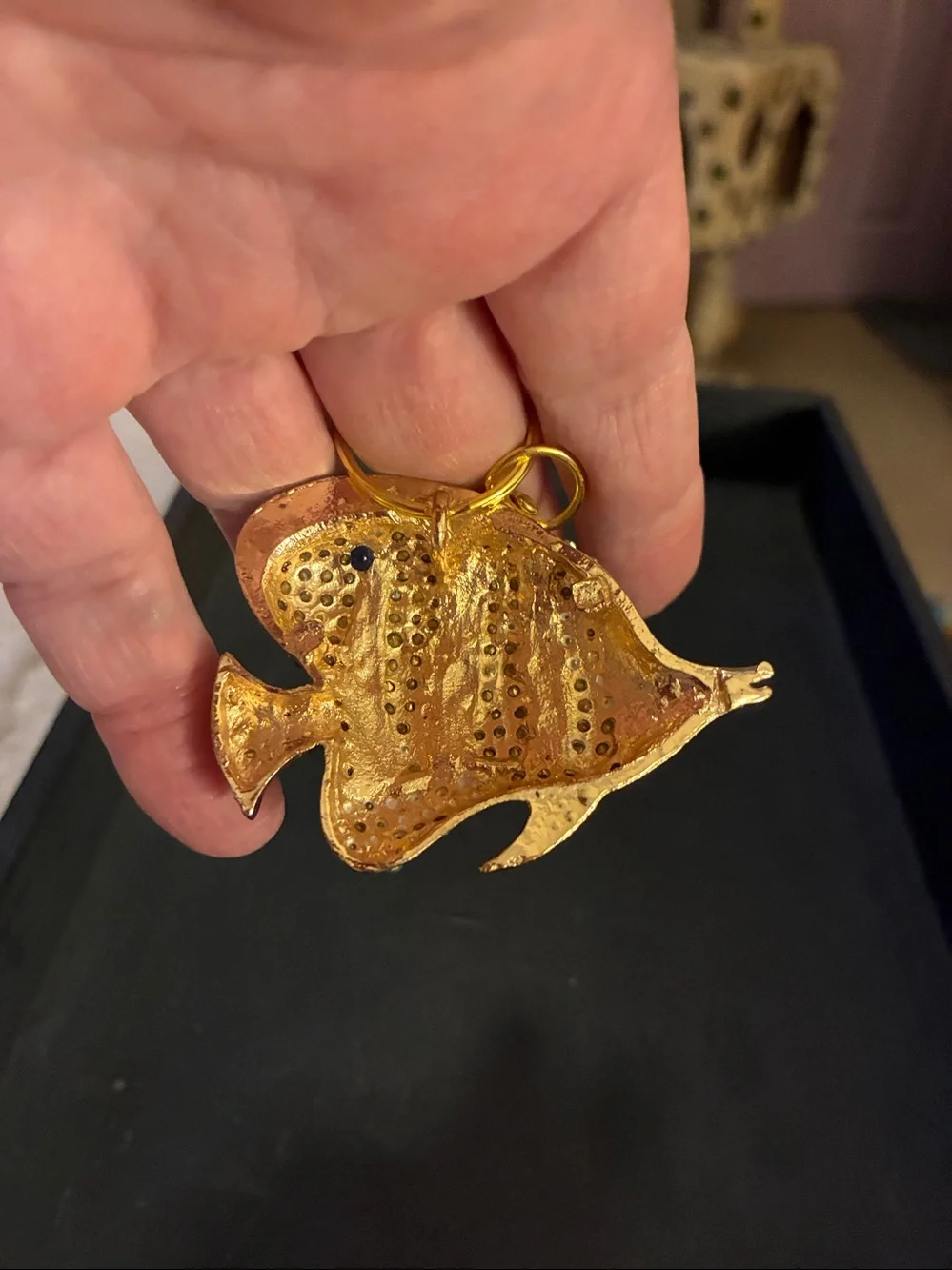Blue Jeweled Angelfish Keychain - Elegant Fish Accessory - Picture 5 of 5